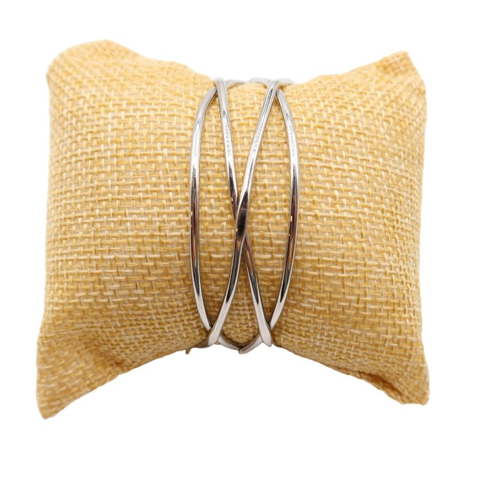 BANCROFT Silver Tone Knot Dainty Classic Wide Cuff Fashion Bracelet NWT Modern